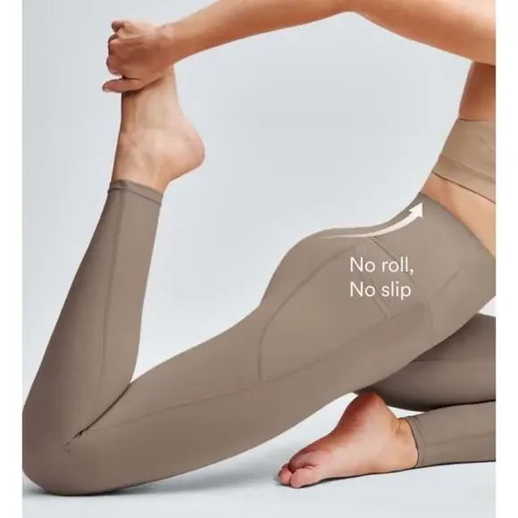 Halara Slimming Women’s Dawn Brown High Waisted leggings with pockets. - Picture 7 of 8